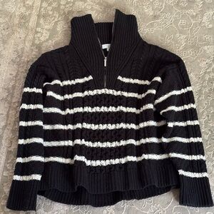La Ligne Black and White Striped Turtleneck Sweater